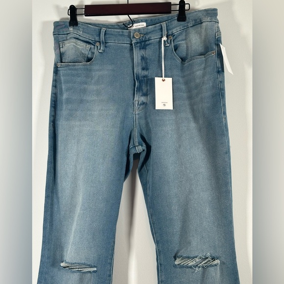 Good American Good Legs Flare Ripped High Waist Deep V Jeans Size: 15 New 33 - Picture 3 of 12